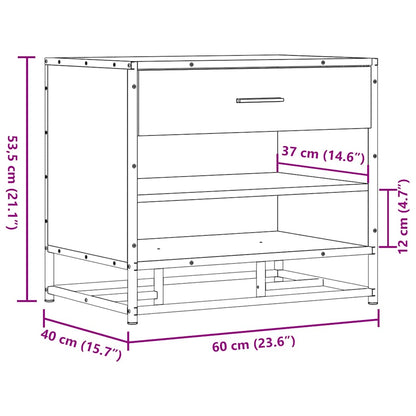 Skobänk rökfärgad ek 60x40x53,5 cm konstruerat trä och metall