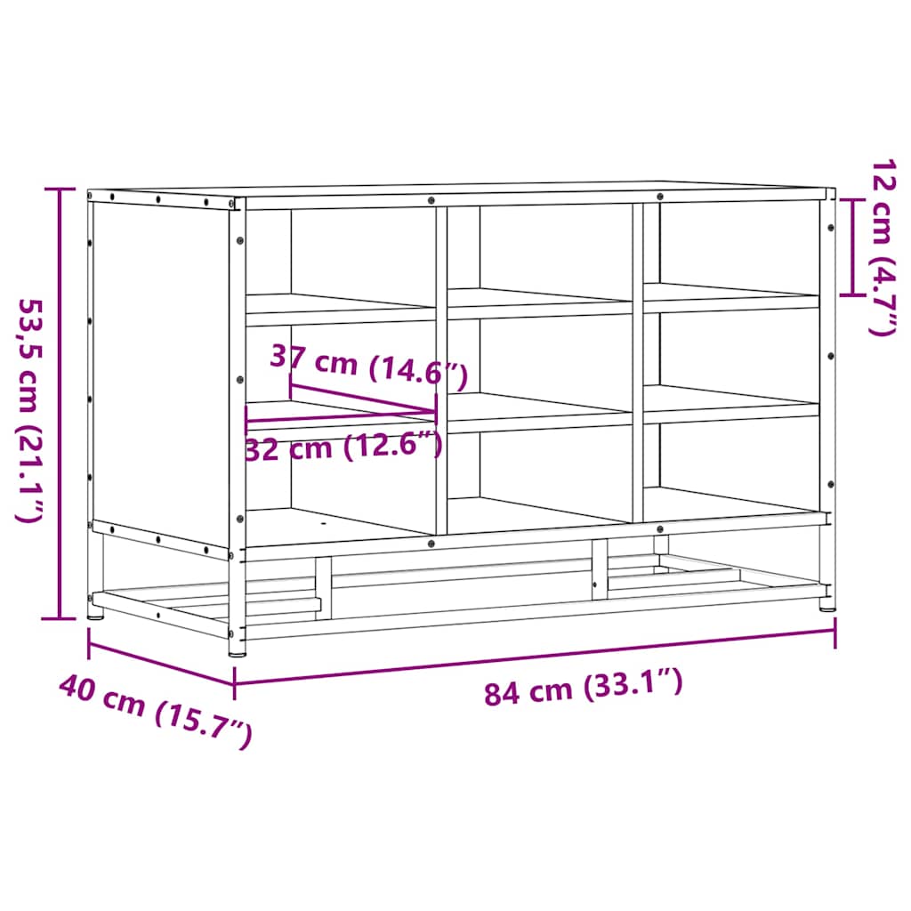 Skobänk svart 84x40x53,5 cm konstruerat trä och metall