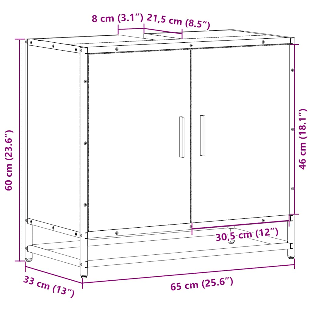 Badrumsskåp svart 65x33x60 cm konstruerat trä