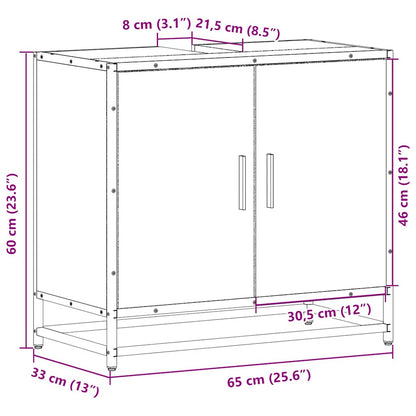 Badrumsskåp sonoma-ek 65x33x60 cm konstruerat trä