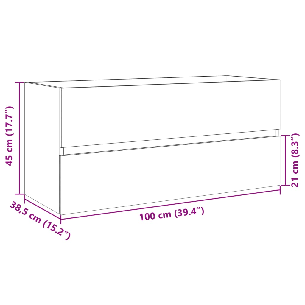 Tvättställsskåp sonoma-ek 100x38,5x45 cm konstruerat trä