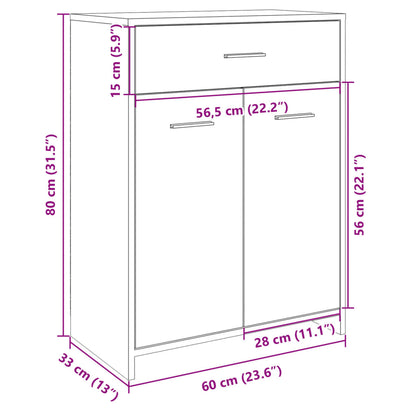 Badrumsskåp sonoma-ek 60x33x80 cm konstruerat trä