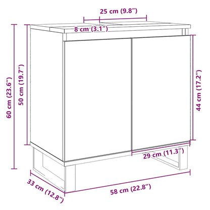 Badrumsskåp sonoma-ek 58x33x60 cm konstruerat trä