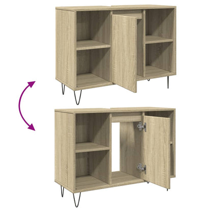 Badrumsskåp sonoma-ek 80x33x60 cm konstruerat trä