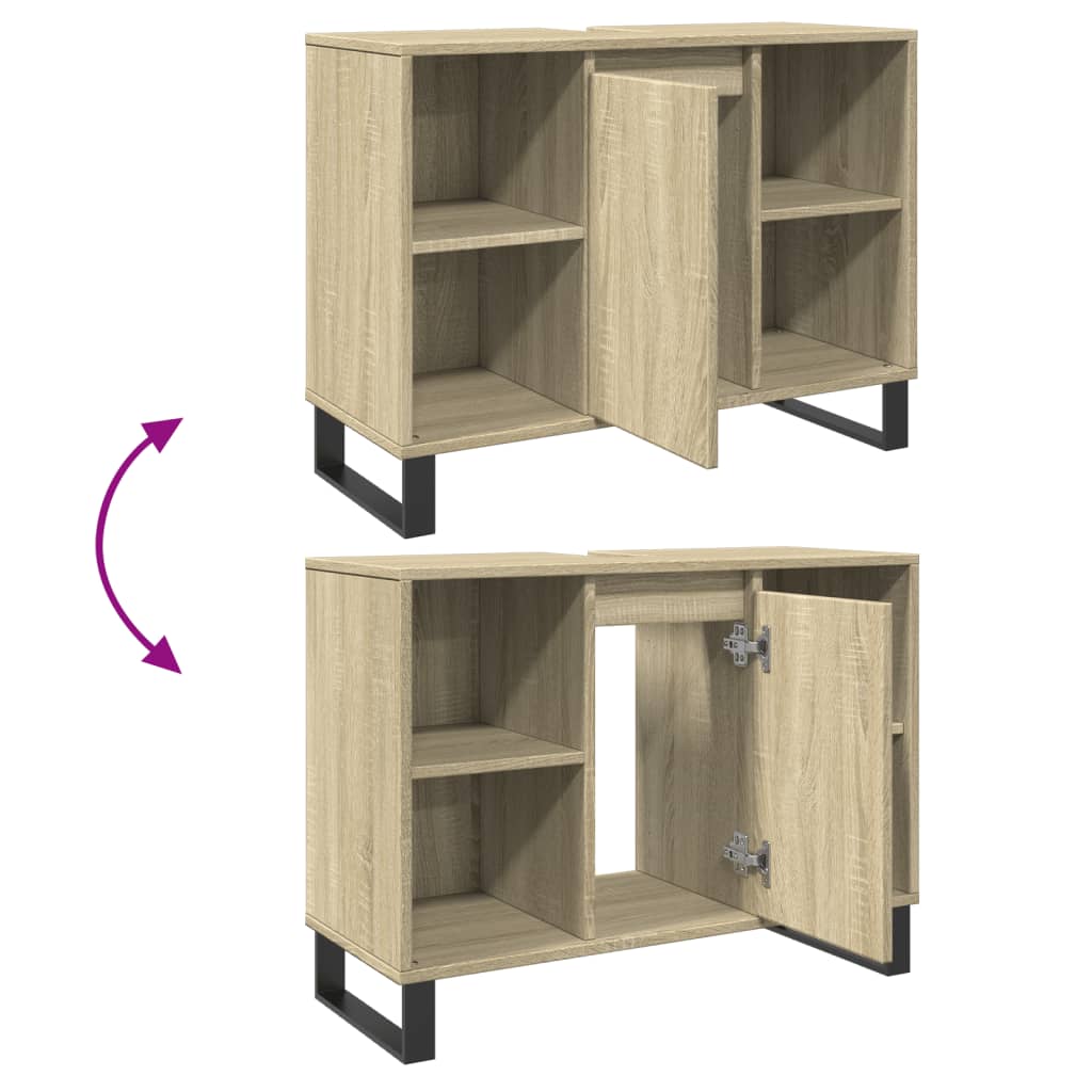 Badrumsskåp sonoma-ek 80x33x60 cm konstruerat trä