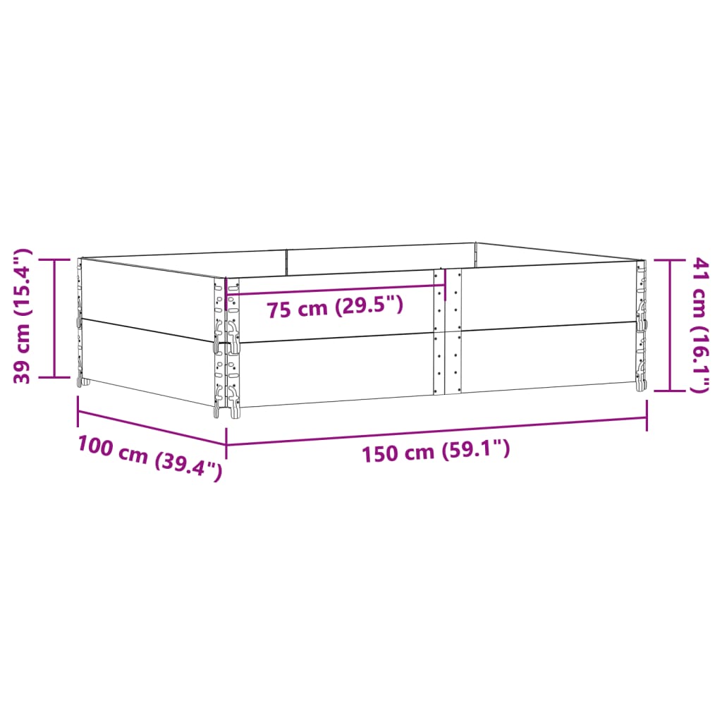 Odlingslåda grå 150x100 cm massivt furuträ