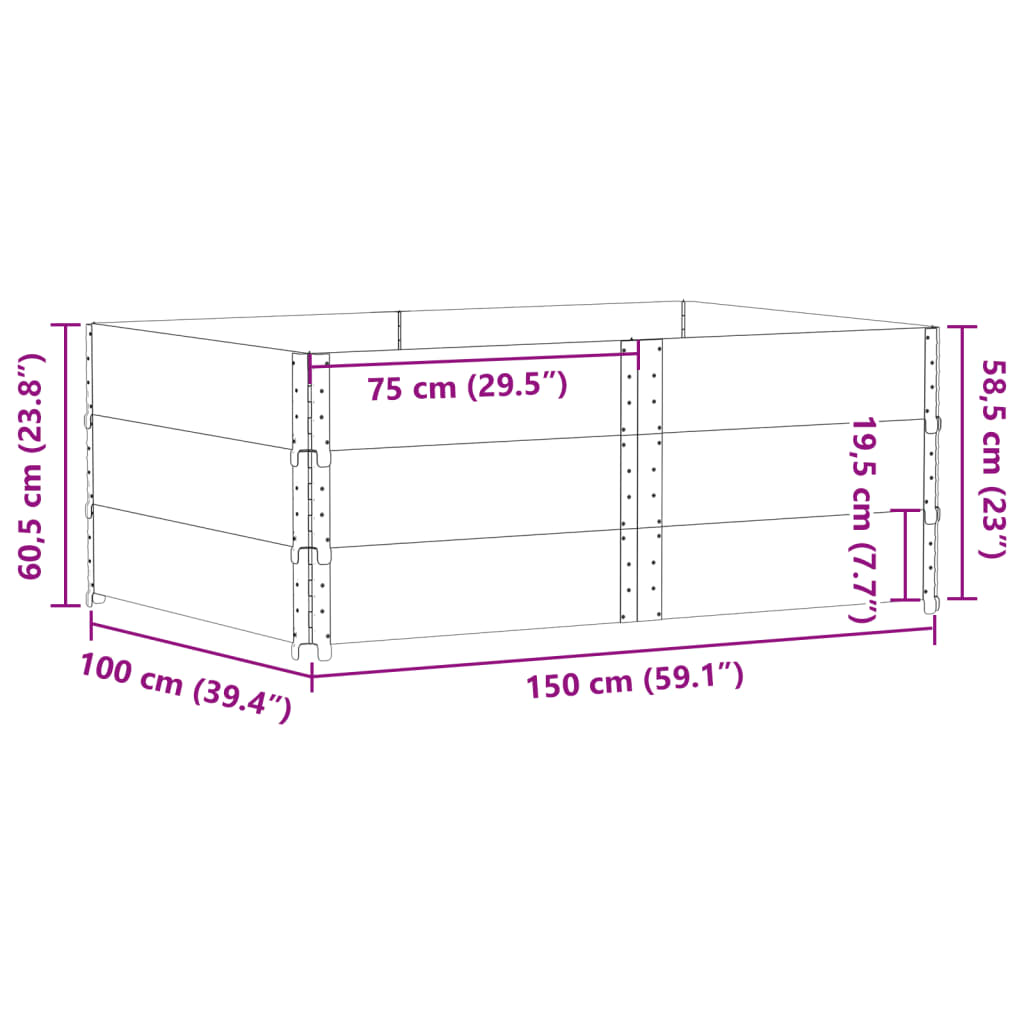 Odlingslåda 150x100 cm massivt furuträ