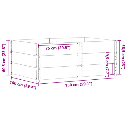 Odlingslåda 150x100 cm massivt furuträ