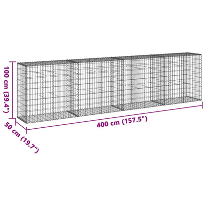 Gabionkorg med skydd 400x50x100 cm galvaniserat järn