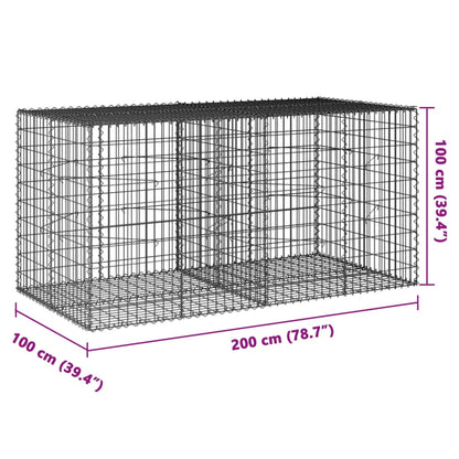 Gabionkorg med skydd 200x100x100 cm galvaniserat järn