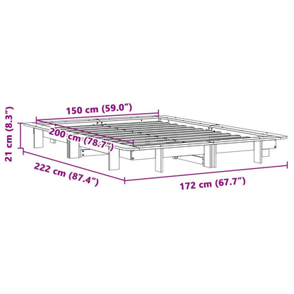 Sängram utan madrass 150x200 cm massiv furu