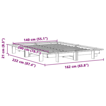 Sängram utan madrass vit 140x200 cm massiv furu