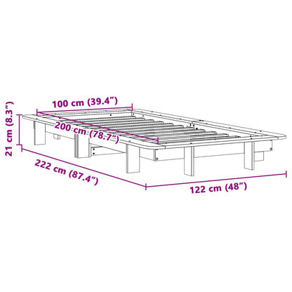 Sängram utan madrass vit 100x200 cm massiv furu