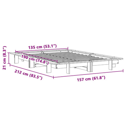 Sängram utan madrass 135x190 cm massiv furu