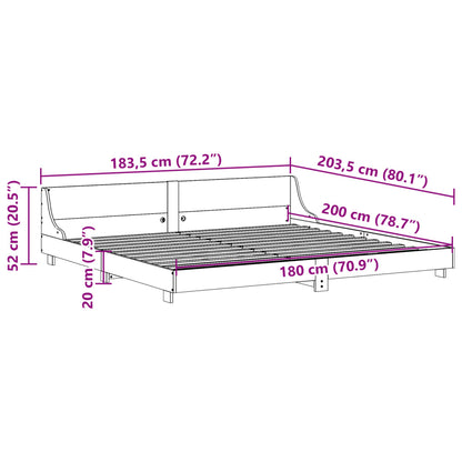 Sängram utan madrass vaxbrun 180x200 cm massiv furu