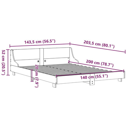 Sängram utan madrass 140x200 cm massiv furu