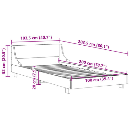 Sängram utan madrass vaxbrun 100x200 cm massiv furu