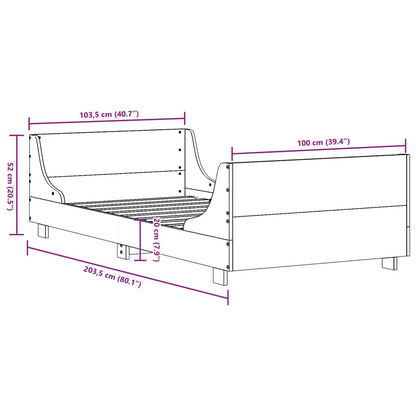 Sängram utan madrass vaxbrun 100x200 cm massiv furu