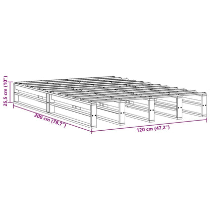 Sängram utan madrass vaxbrun 120x200 cm massiv furu