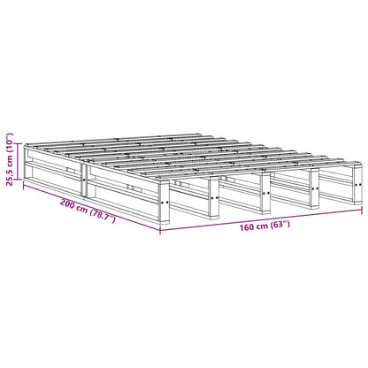 Sängram utan madrass vit 160x200 cm massiv furu