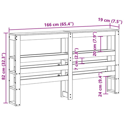 Huvudgavel med hyllor vaxbrun 160 cm massiv furu