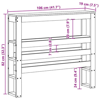 Huvudgavel med hyllor 100 cm massiv furu