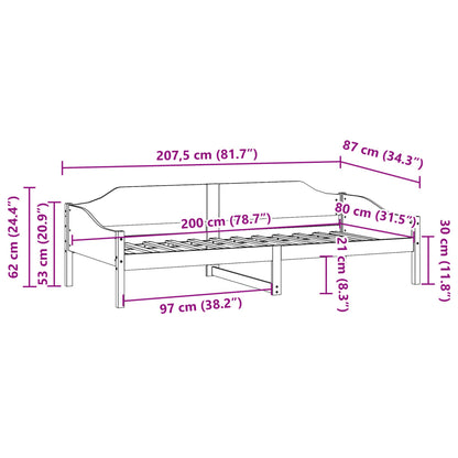 Sängram utan madrass vit 80x200 cm massiv furu