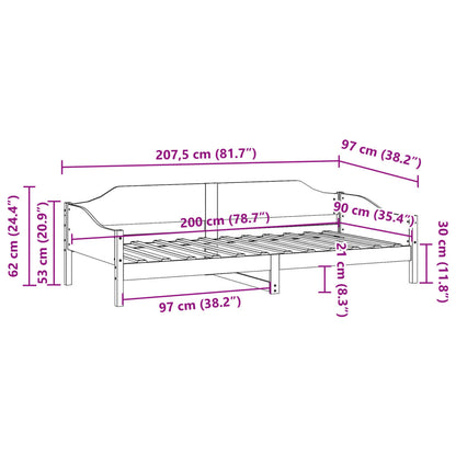 Sängram utan madrass vit 90x200 cm massiv furu