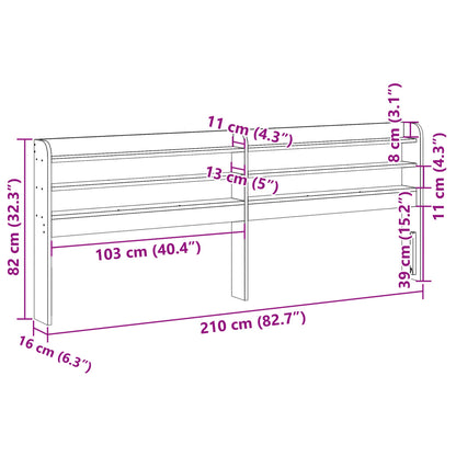 Huvudgavel med hyllor vit 200 cm massiv furu