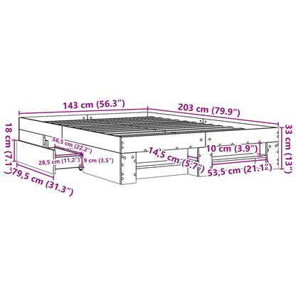 Sängram betonggrå 140x200 cm konstruerad trä