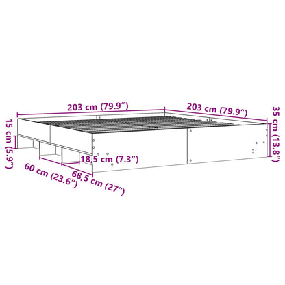 Sängram vit 200x200 cm konstruerat trä