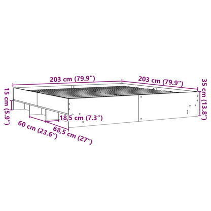 Sängram betonggrå 200x200 cm konstruerad trä