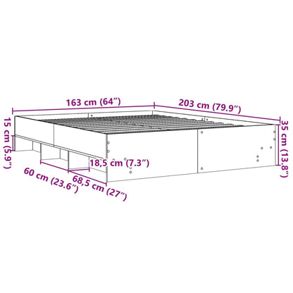 Sängram utan madrass svart 160x200cm konstruerat trä