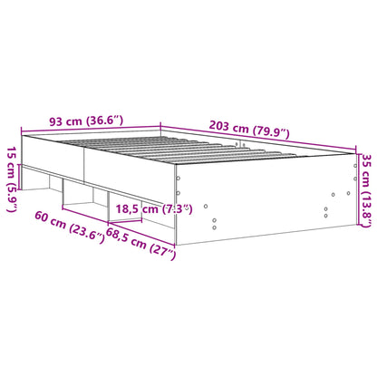 Sängram utan madrass sonoma-ek 90x200 cm konstruerad trä