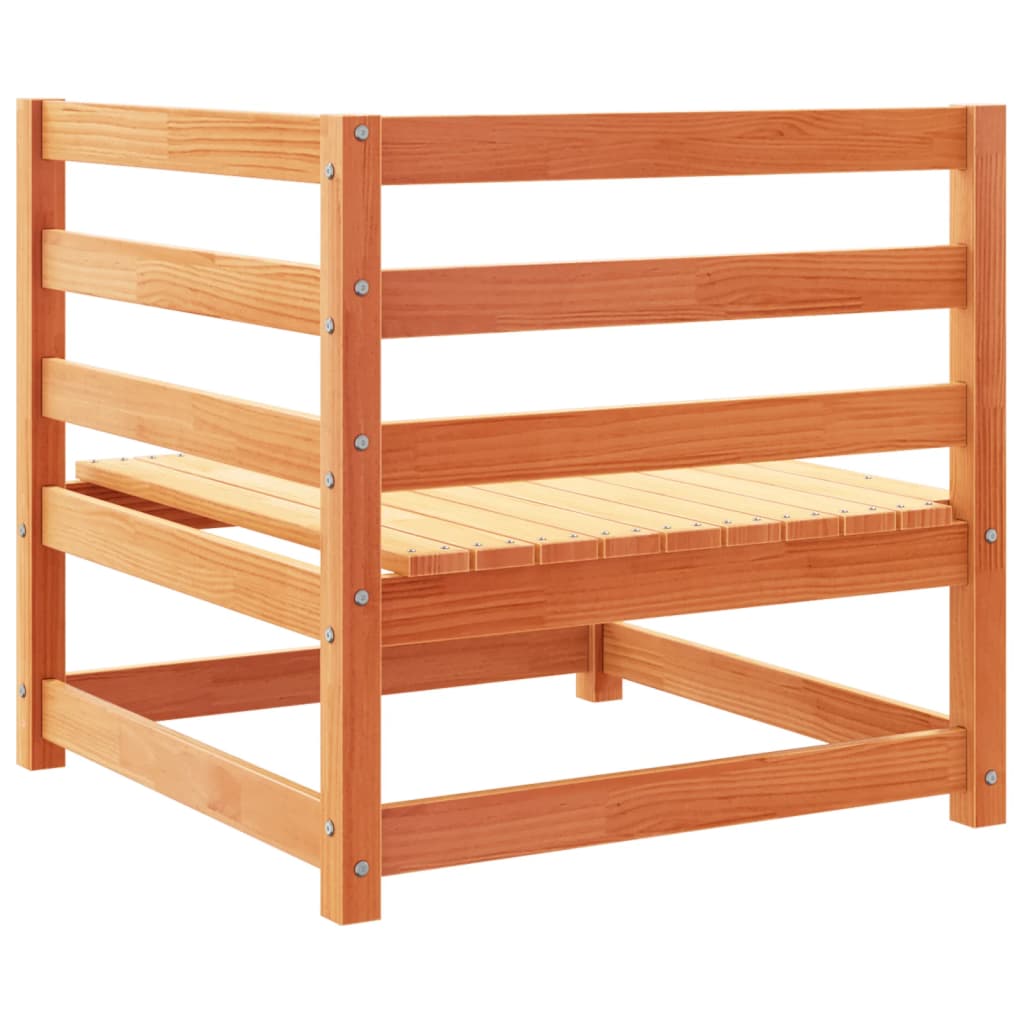 Soffgrupp för trädgården 2 delar vaxbrun massiv furu