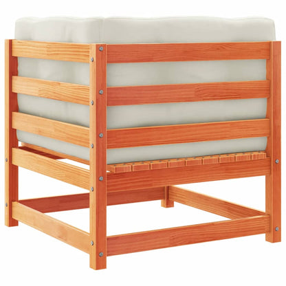 Soffgrupp för trädgården med dynor 2 delar vaxbrun massiv furu