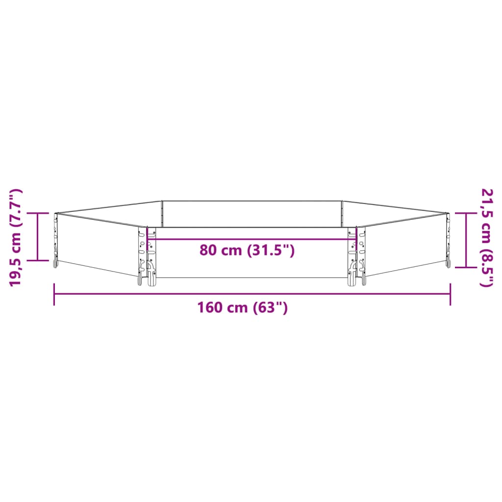 Pallkrage sexhörning svart 160x160 cm massiv furu
