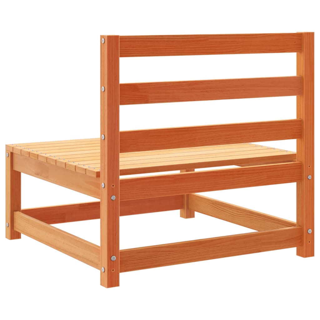 Soffgrupp för trädgården 3 delar vaxbrun massiv furu