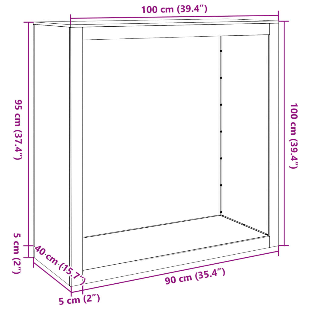 Vedställ vit 100x40x100 cm stål