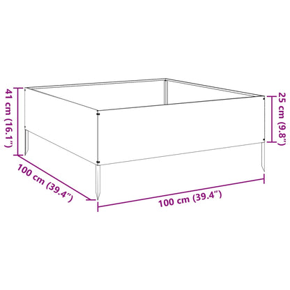 Rabattkant upphöjd antracit 100x100x25 cm stål