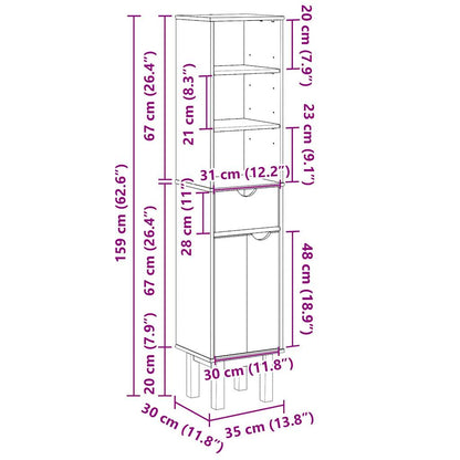 Badrumsskåp OTTA 35x30x159 cm massiv furu
