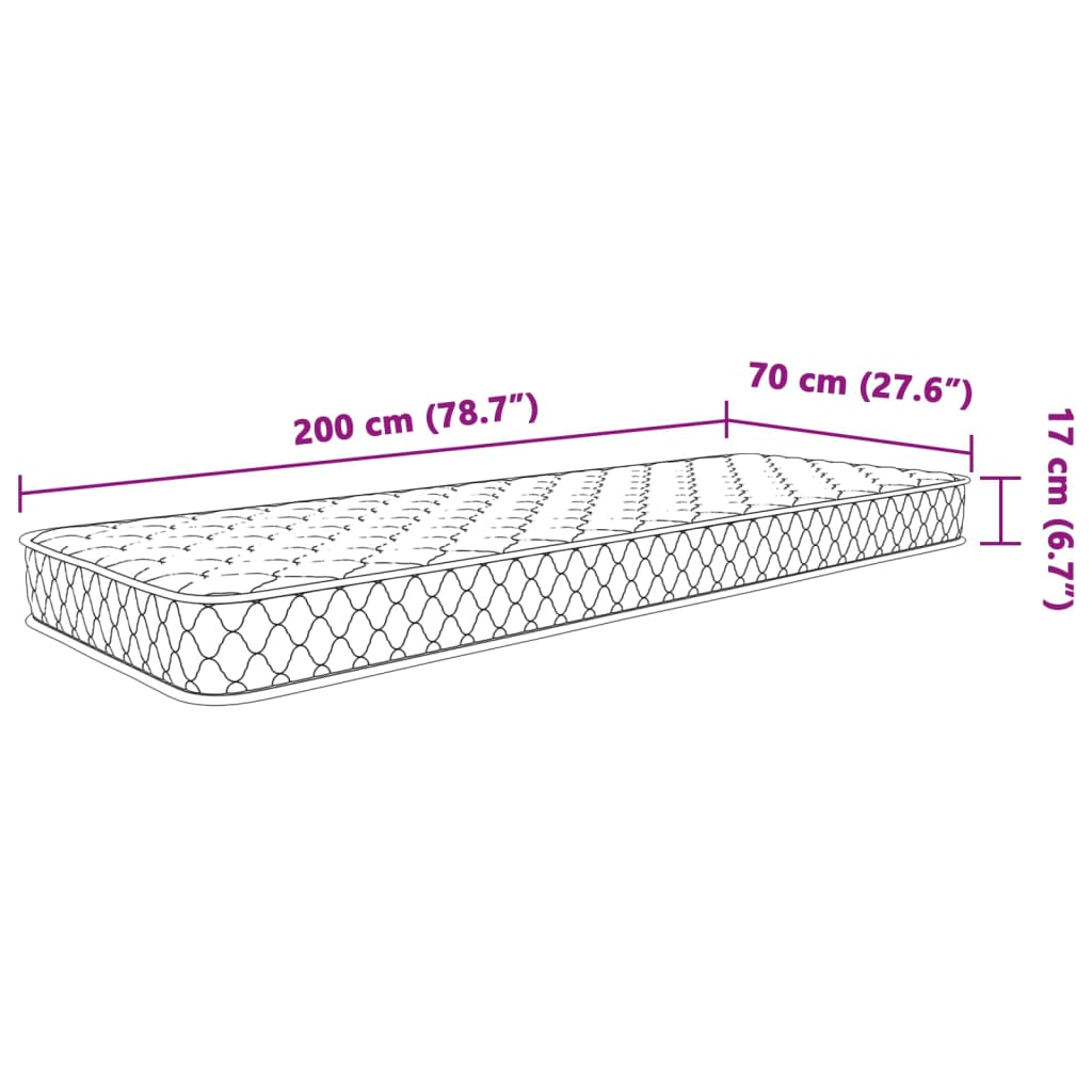 Memoryskummadrass vit 70x200x17 cm