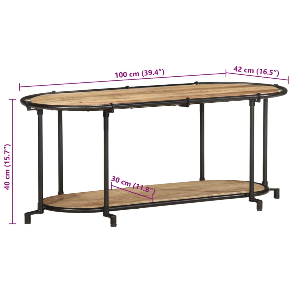 Tv-bänk 100x42x40 cm massivt grovt mangoträ