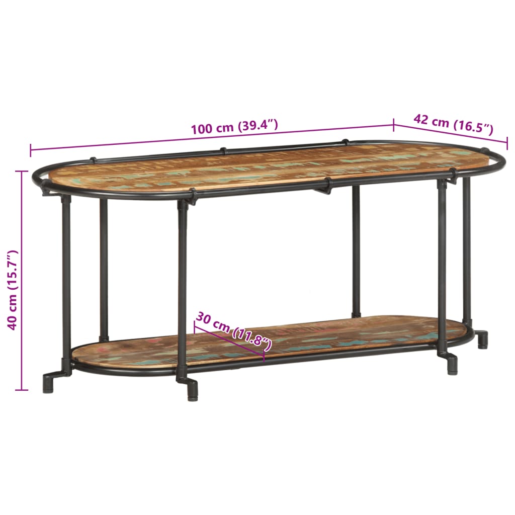 Tv-bänk 100x42x40 cm massivt återvunnet trä