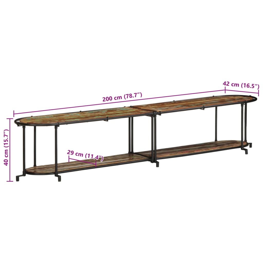 Tv-bänk 200x42x40 cm massivt återvunnet trä