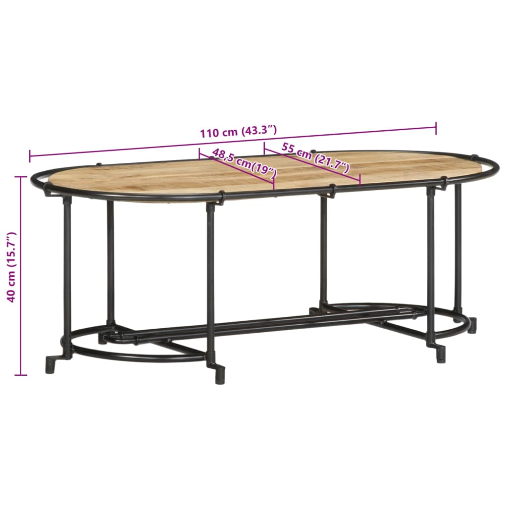 Soffbord 110x55x40 cm massivt grovt mangoträ