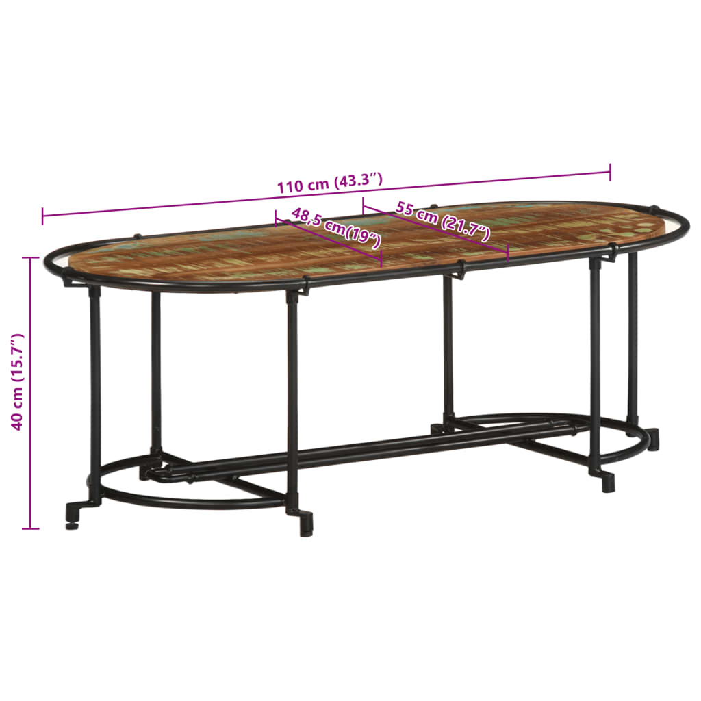 Soffbord 110x55x40 cm massivt återvunnet trä