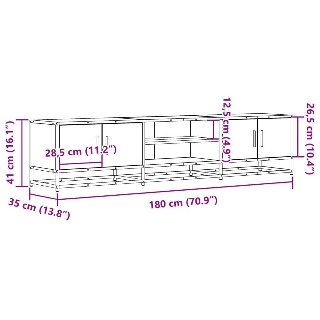 Tv-bänk sonoma ek 180x35x41 cm konstruerat trä