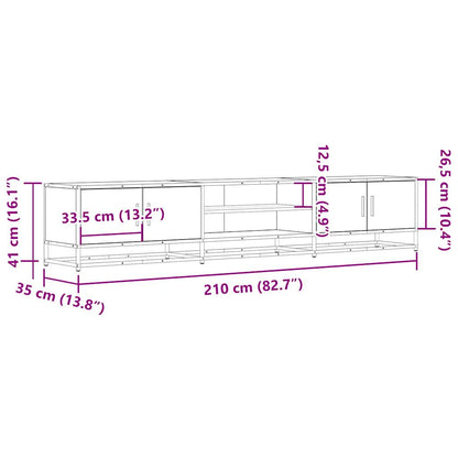 Tv-bänk rökfärgad ek 210x35x41 cm konstruerat trä