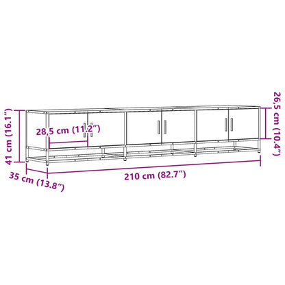 Tv-bänk rökfärgad ek 210x35x41 cm konstruerat trä